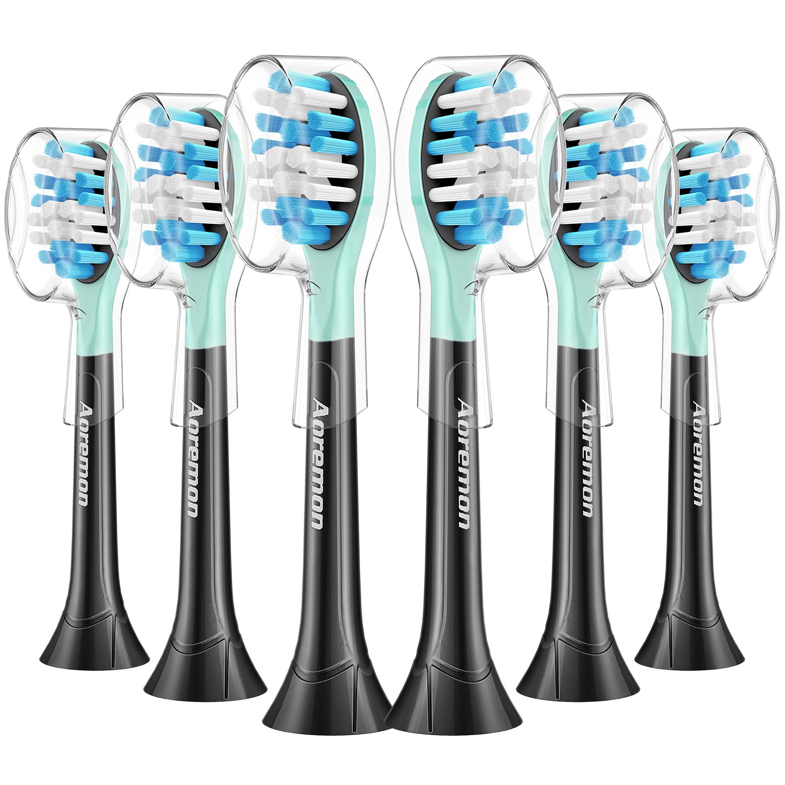 Aoremon Philips Sonicare C2/C3 replacement head – black – 6 count