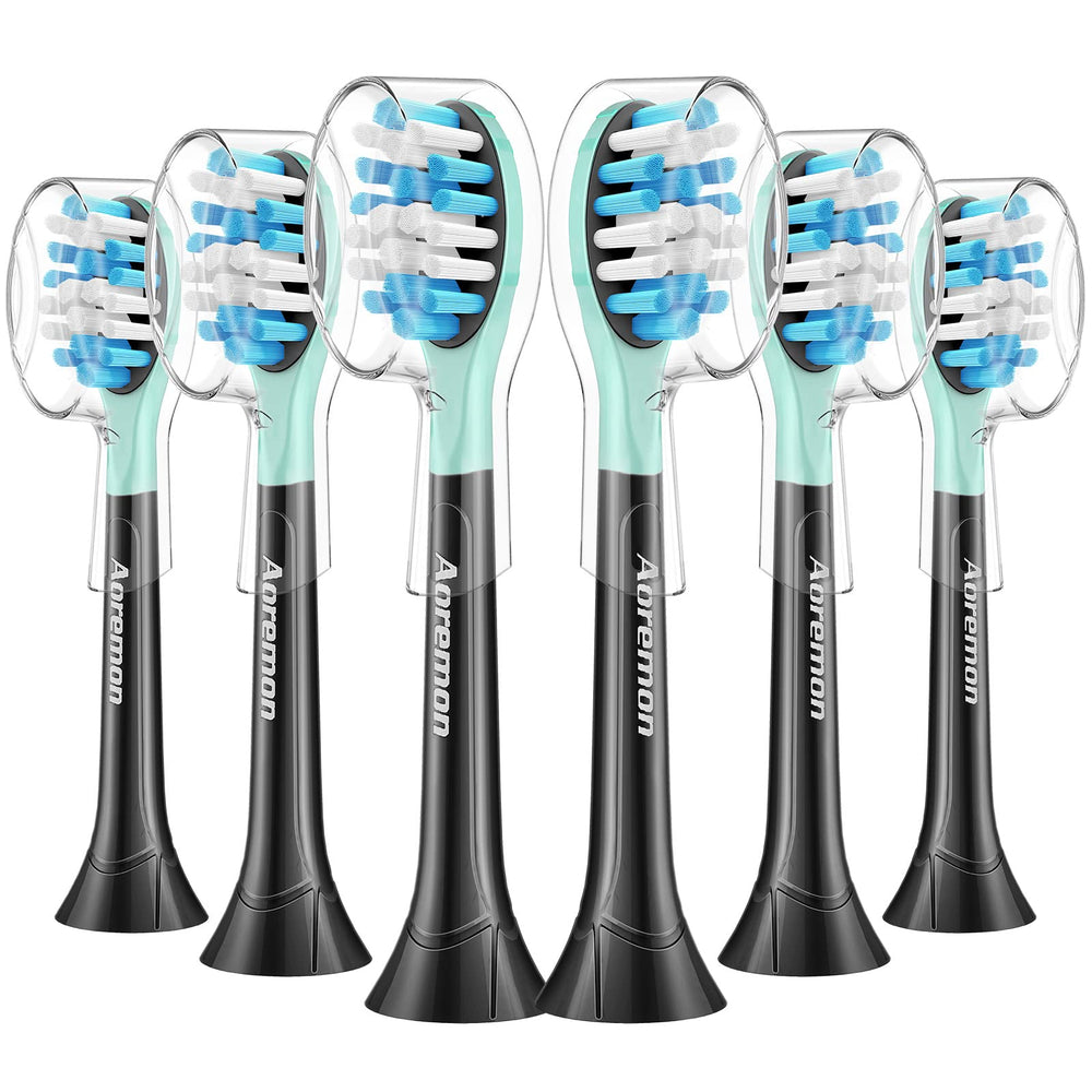 Aoremon Philips Sonicare C2/C3 replacement head – black – 6 count