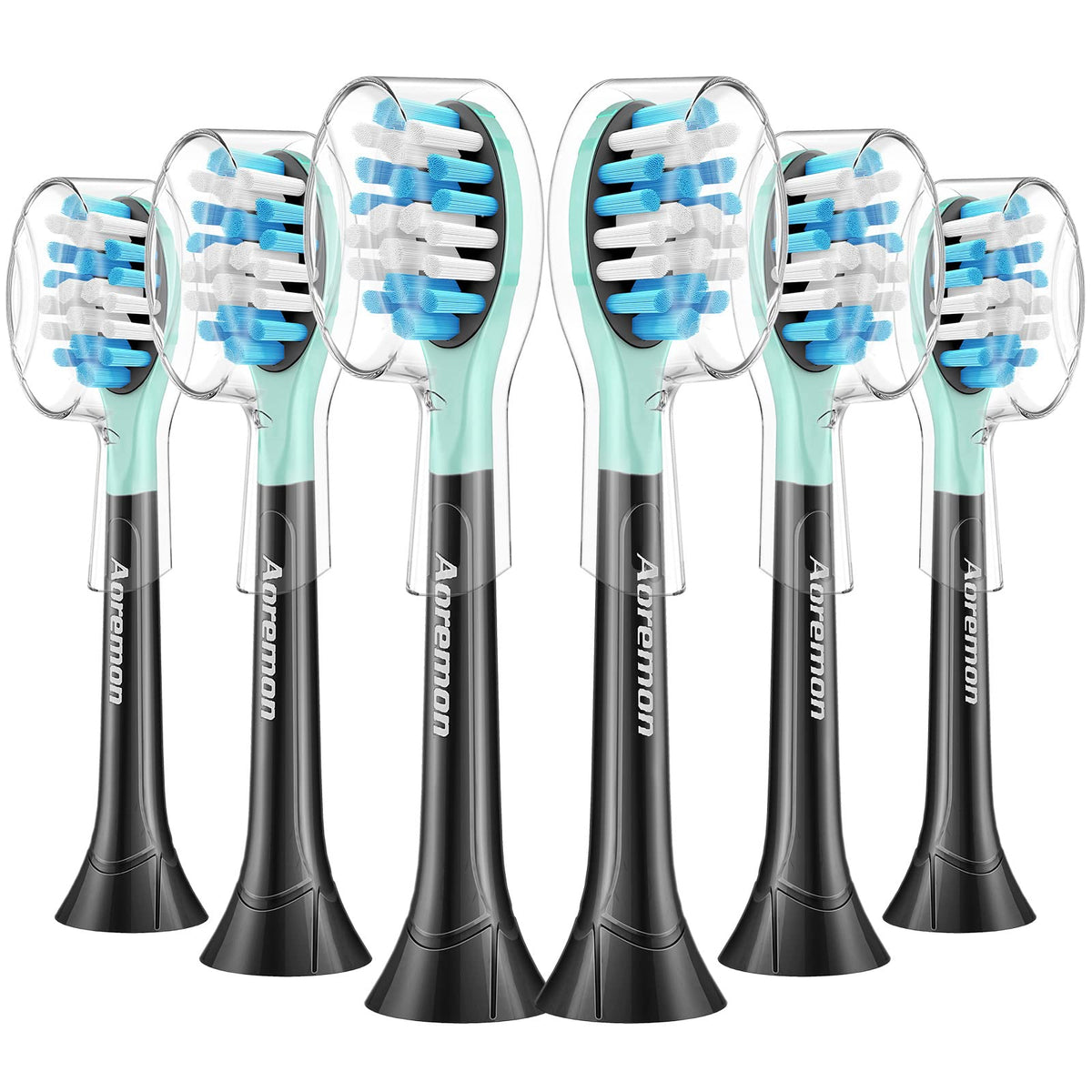 Aoremon Philips Sonicare C2/C3 replacement head – black – 6 count