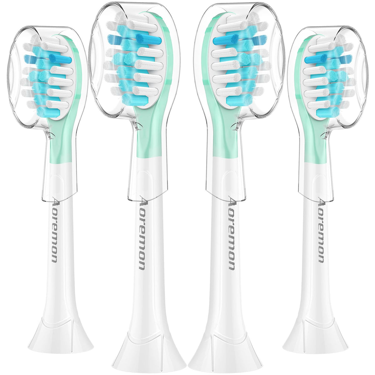 Front view of Aoremon replacement heads for Sonicare C3, 4-count, white