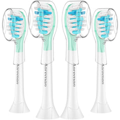 Front view of Aoremon replacement heads for Sonicare C3, 4-count, white