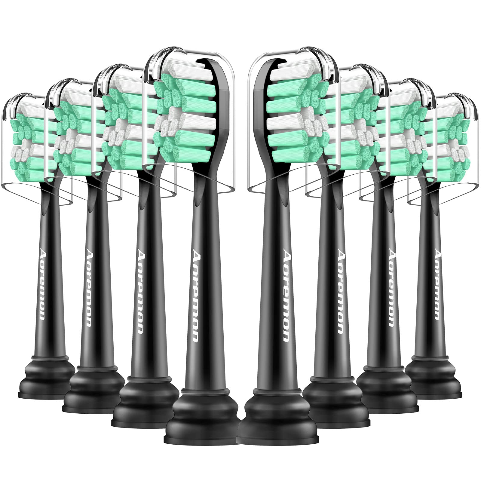 Aoremon replacement heads for Sonicare in black color, 8-pack