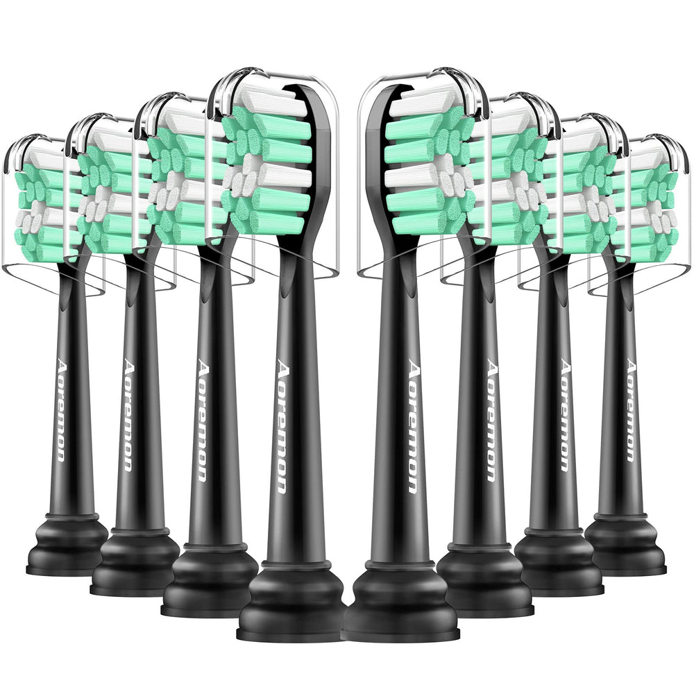 Aoremon replacement heads for Sonicare in black color, 8-pack