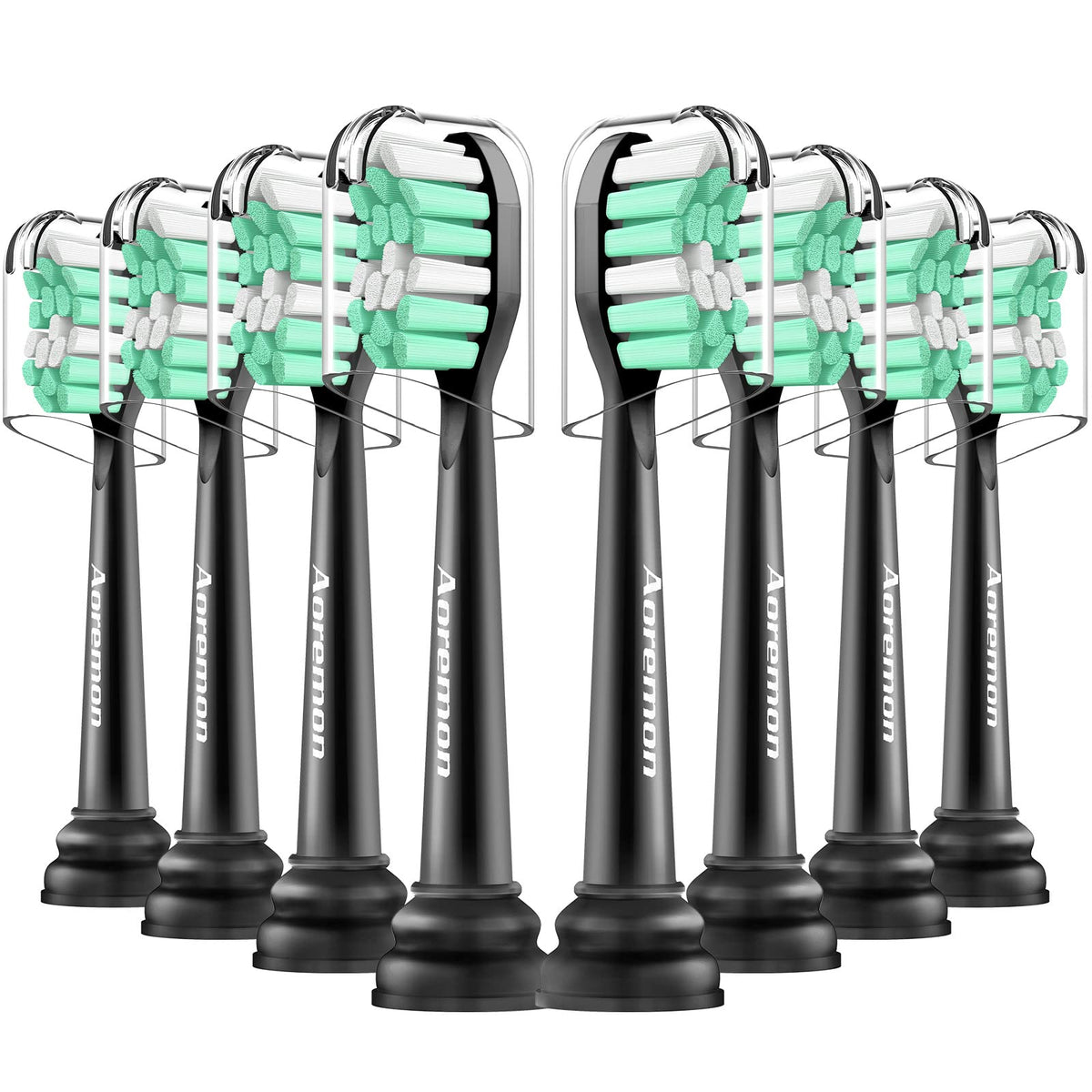 Aoremon replacement heads for Sonicare in black color, 8-pack
