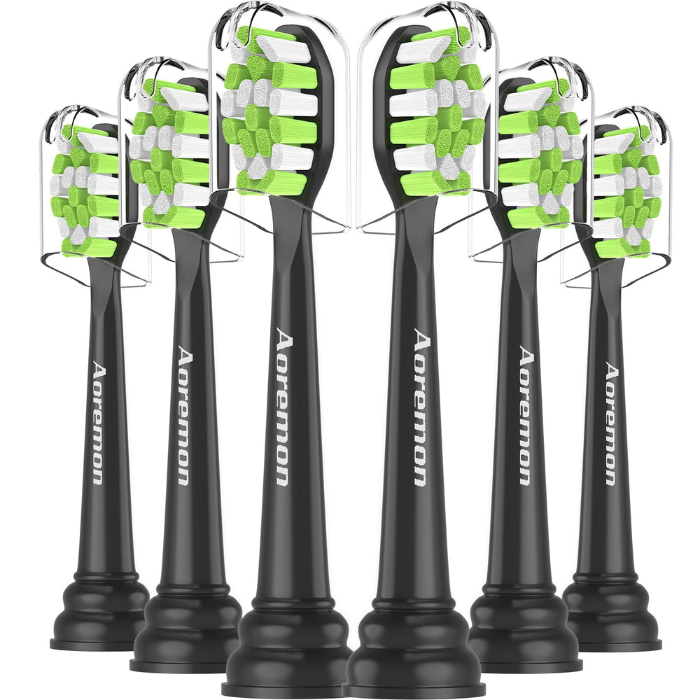 Aoremon 6-pack replacement heads for Philips Sonicare DiamondClean series, black