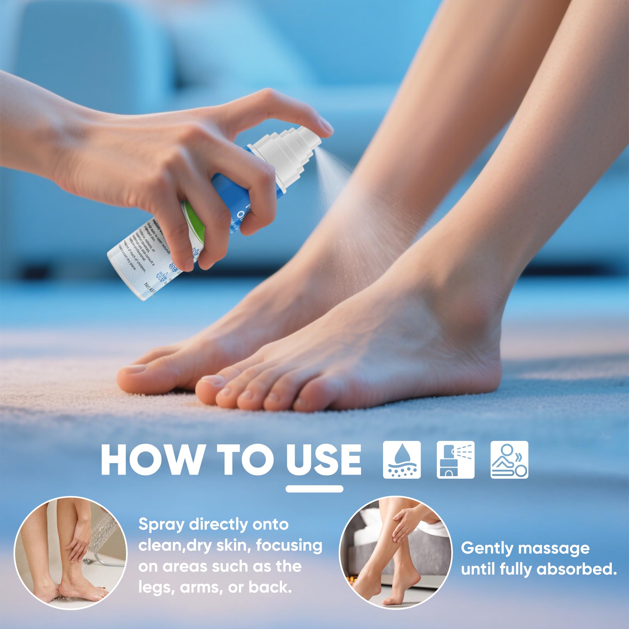 Quick-absorbing non-greasy magnesium oil being applied