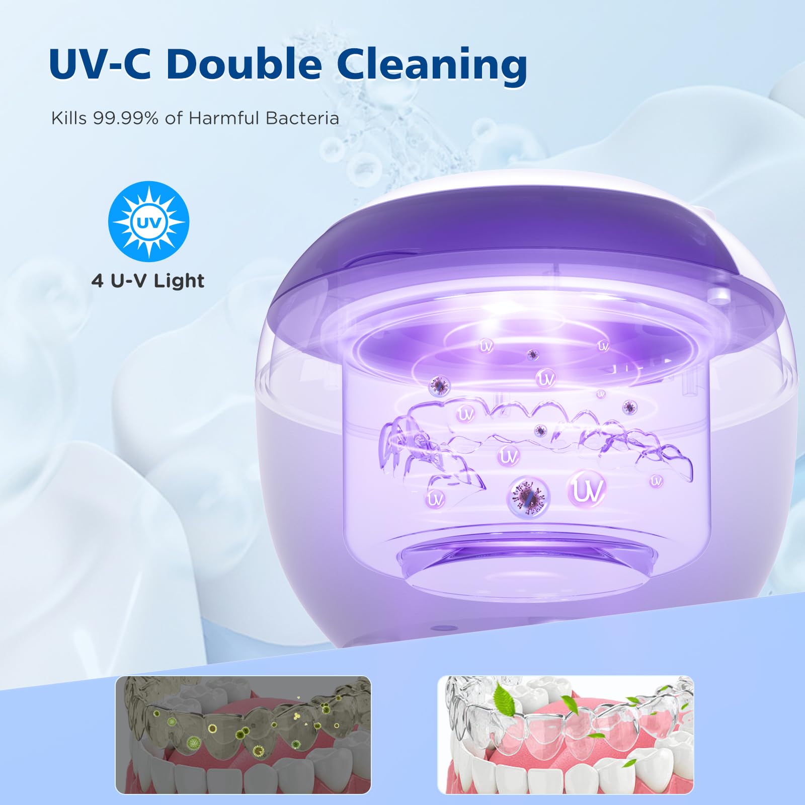 Compact 200 ml capacity ultrasonic cleaner for dental appliances