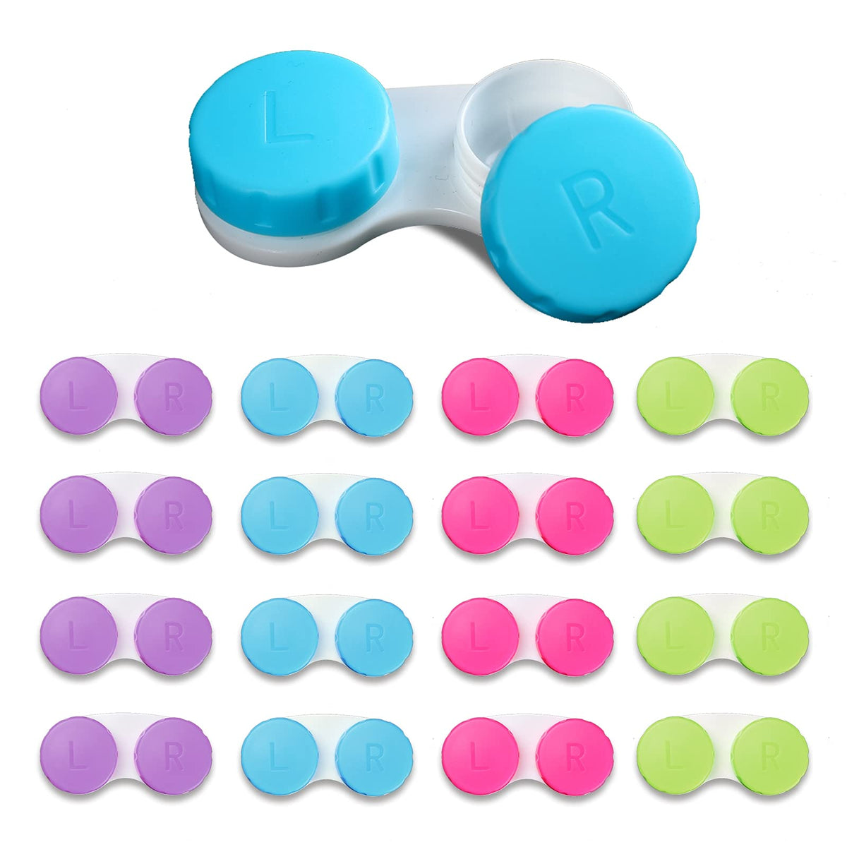 Aoutrow 16-pack mini contact lens case set in green candy color