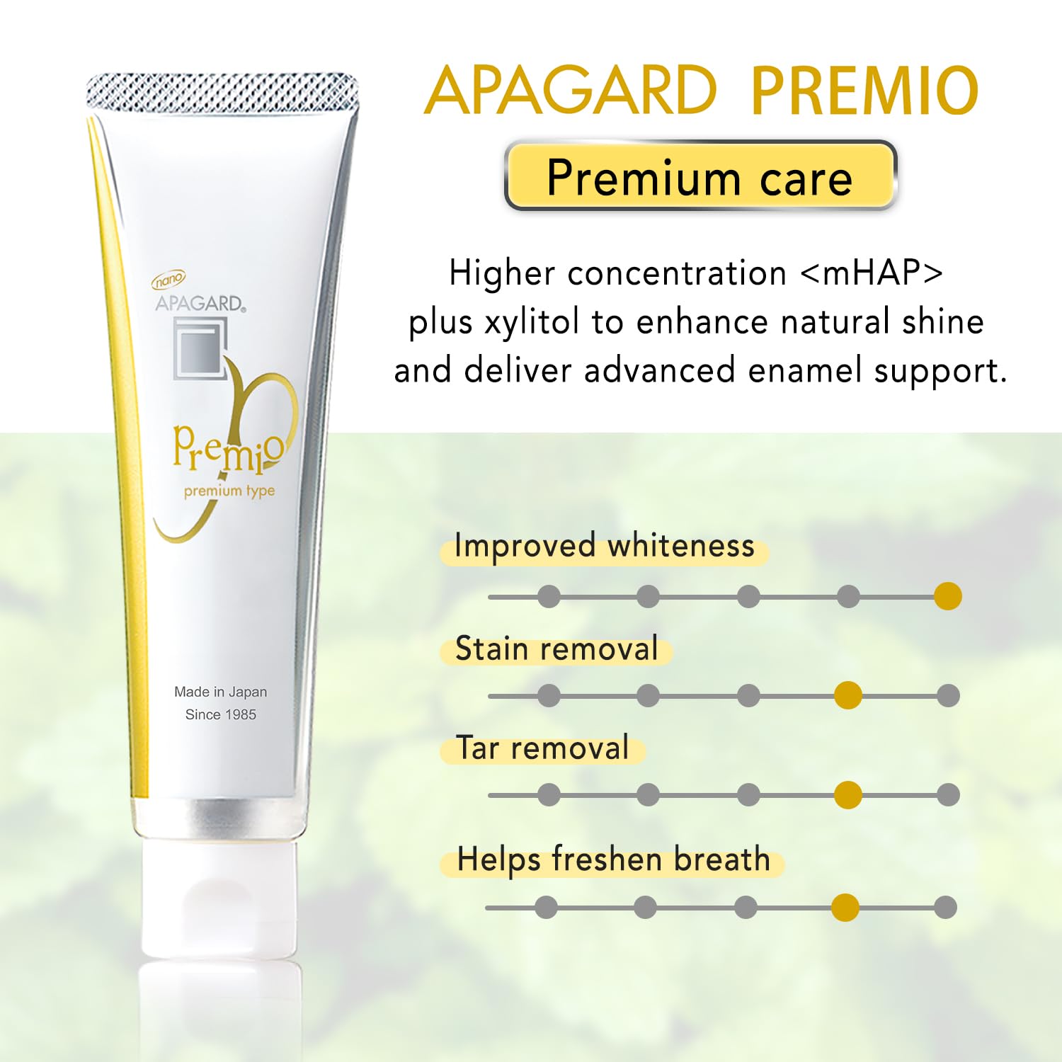 INCI ingredient panel on APAGARD Premio packaging