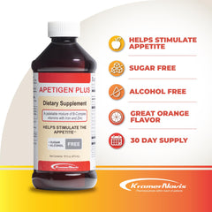 Close-up of bottle cap for Apetigen-Plus orange liquid