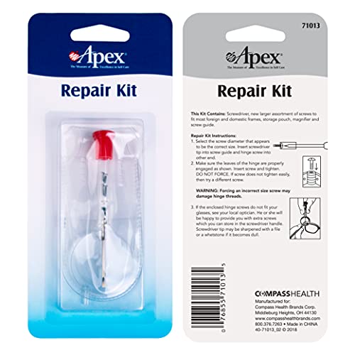 All contents of Apex Glasses Repair Kit arranged for display