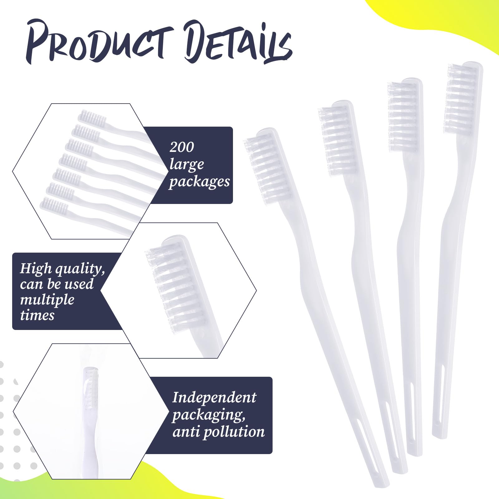 Bulk 200-pack disposable toothbrushes for hotels and travel