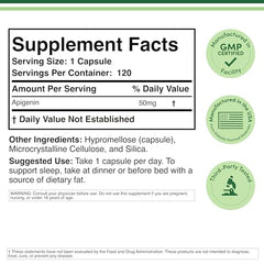 Close-up of Apigenin 50 mg capsule