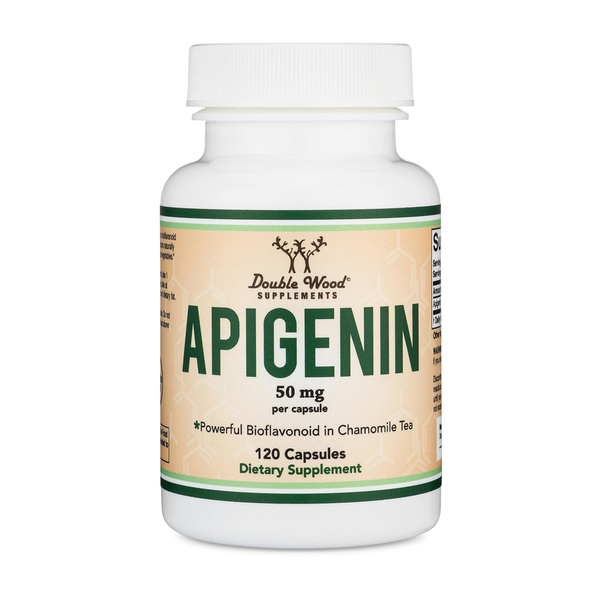 Bottle of Apigenin 50 mg capsules, 120-count