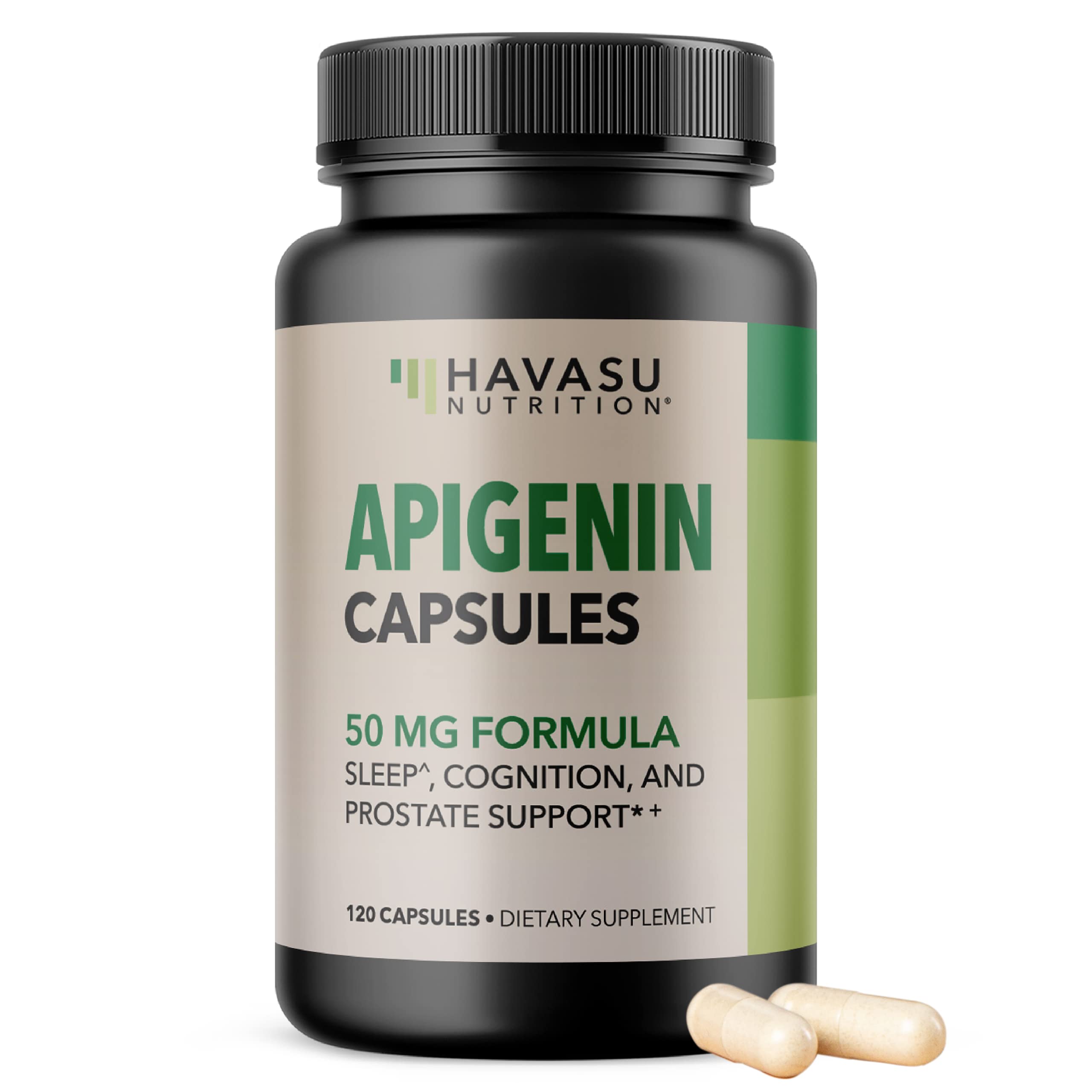 Apigenin Capsules bottle label 50mg 120-count