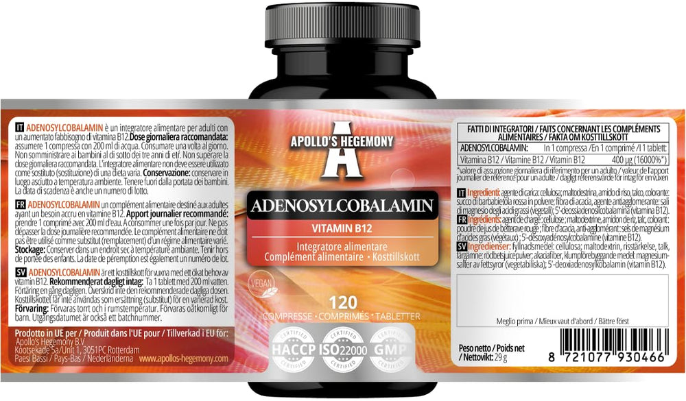 Nutrition facts panel showing 480 servings per pack