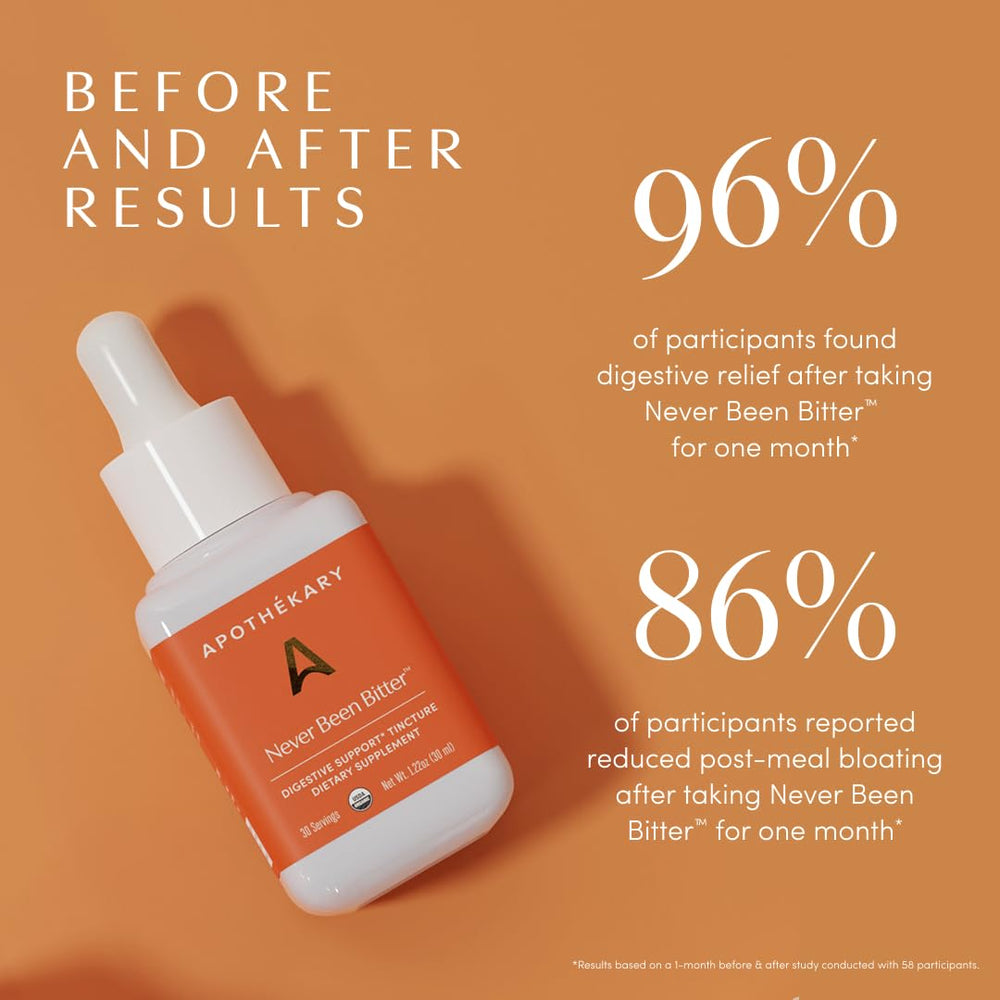 Apothékary Never Been Bitter serving shot demonstrating quick, taste-friendly consumption