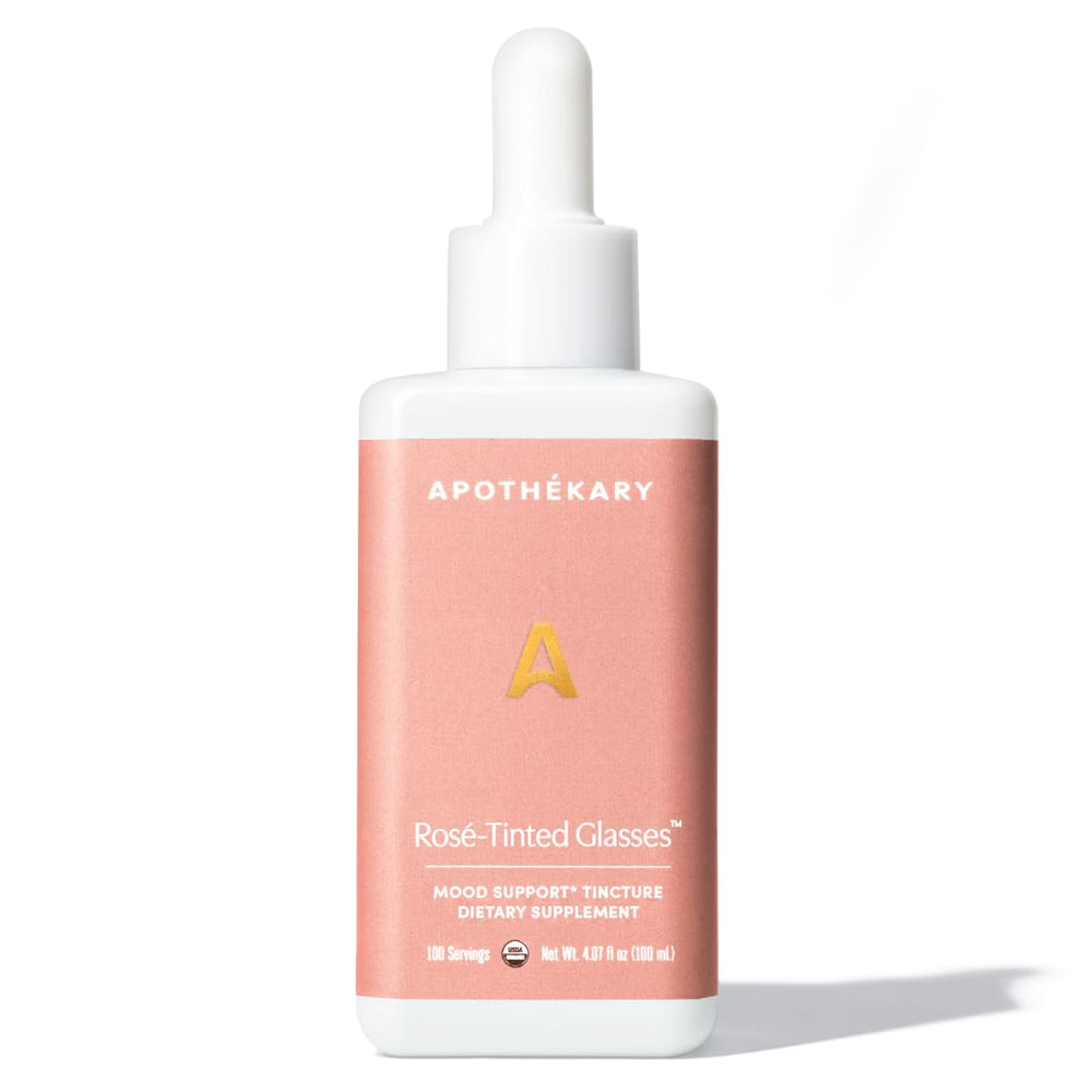 Front view of Apothékary Rosé-Tinted Glasses bottle