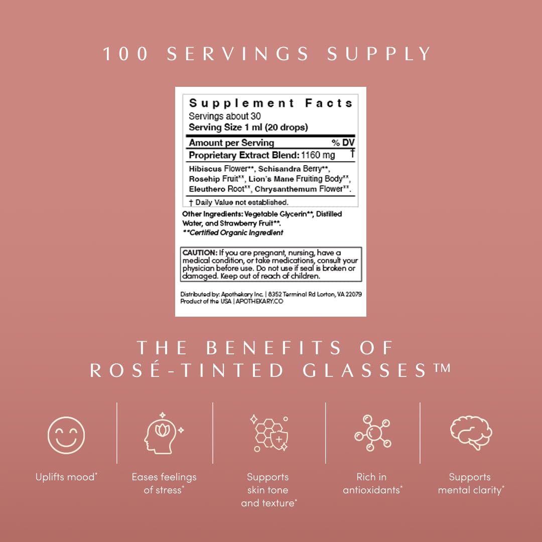 Close-up of Rosé-Tinted Glasses label and certifications