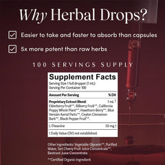 Dropper releasing Wine Down herbal liquid