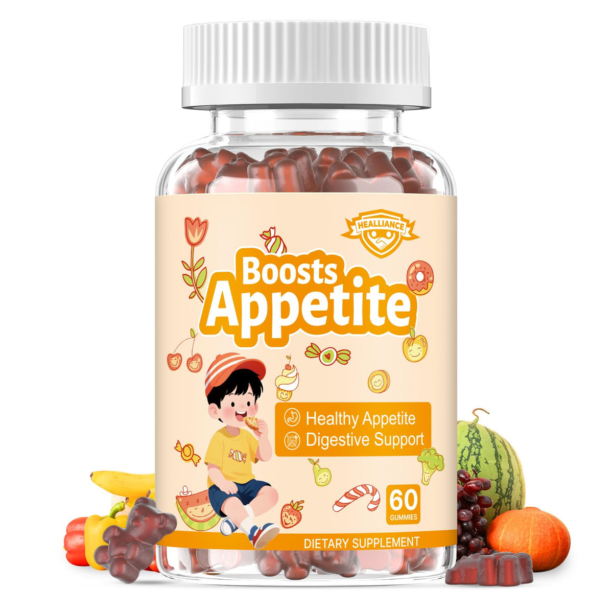 Bottle of Appetite Booster Gummies for kids and adults