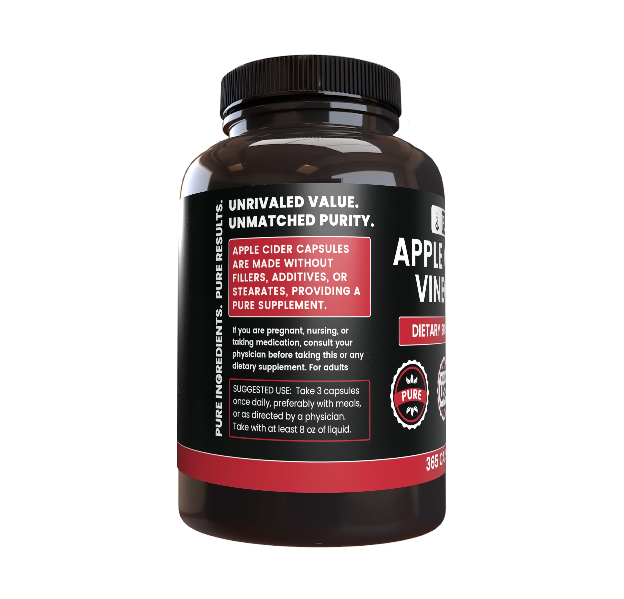 Apple Cider Vinegar Capsules bottle label – no fillers