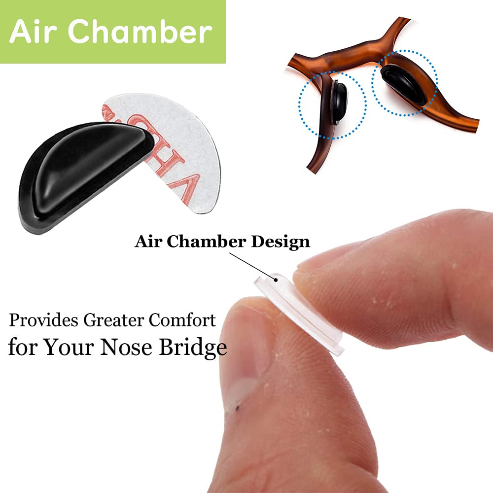 Step-by-step application of nose pads on glasses