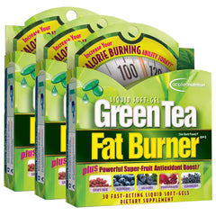 Front view of Applied Nutrition Green Tea Fat Burner 3-pack bottles