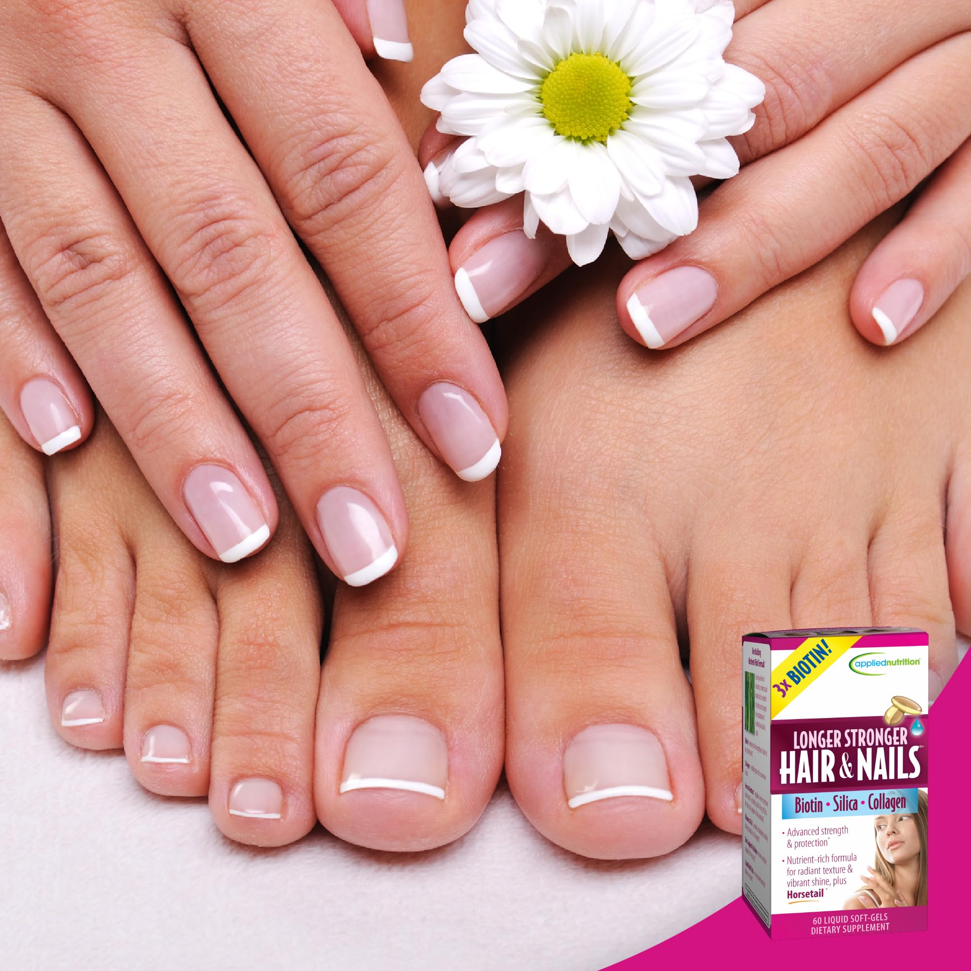 Hair and nails health illustration with vitamins A & C