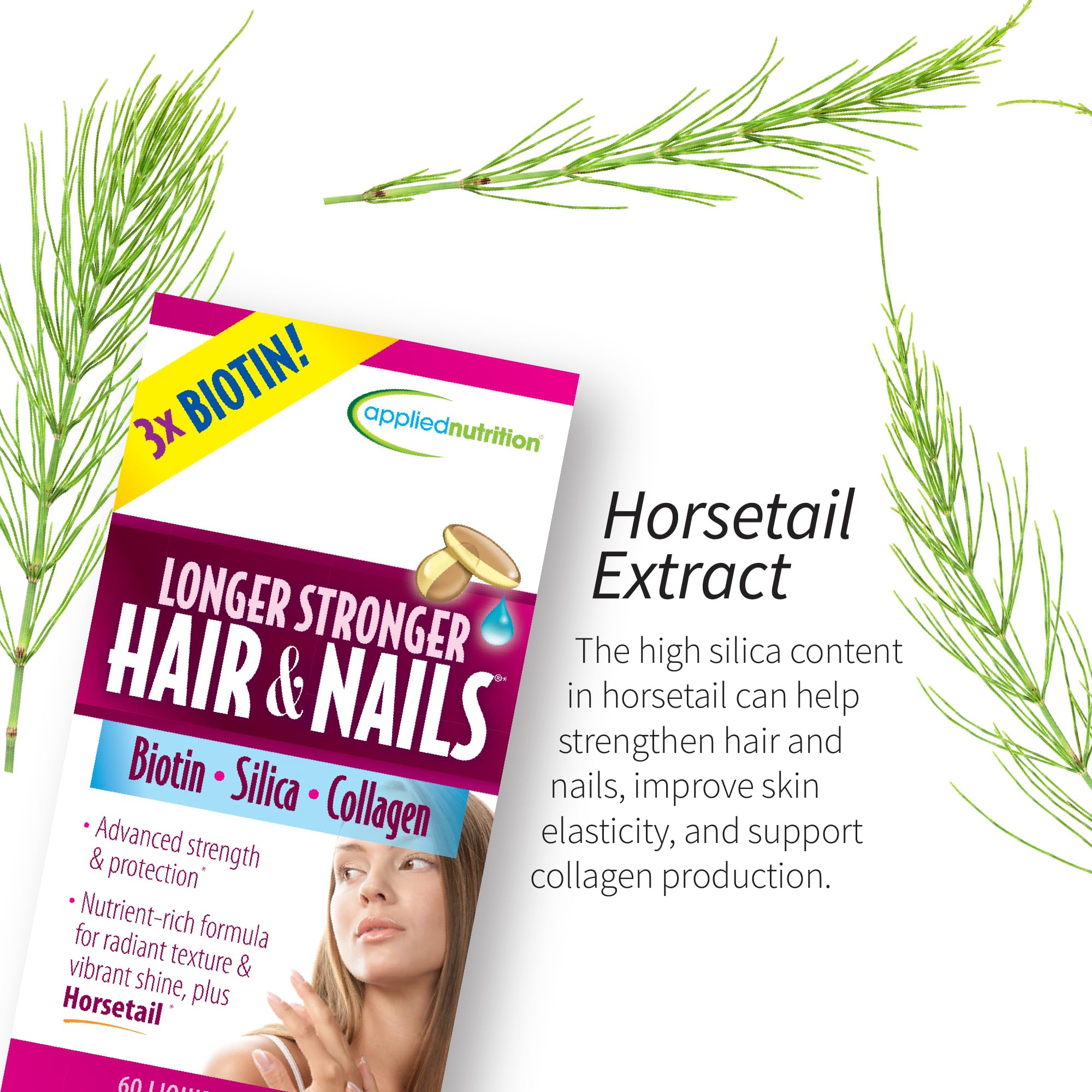 Horsetail extract minerals emphasized on packaging