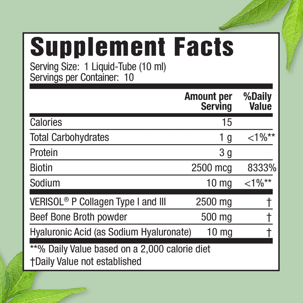 Berry flavor liquid collagen tubes arranged in a display