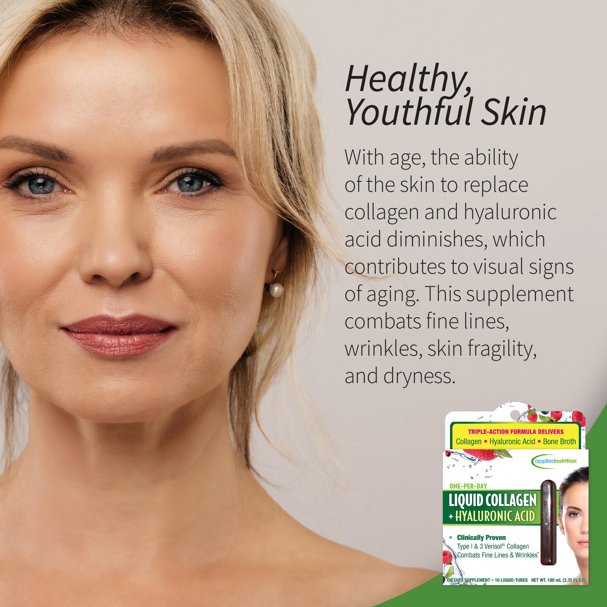 One daily berry-flavored collagen drink serving