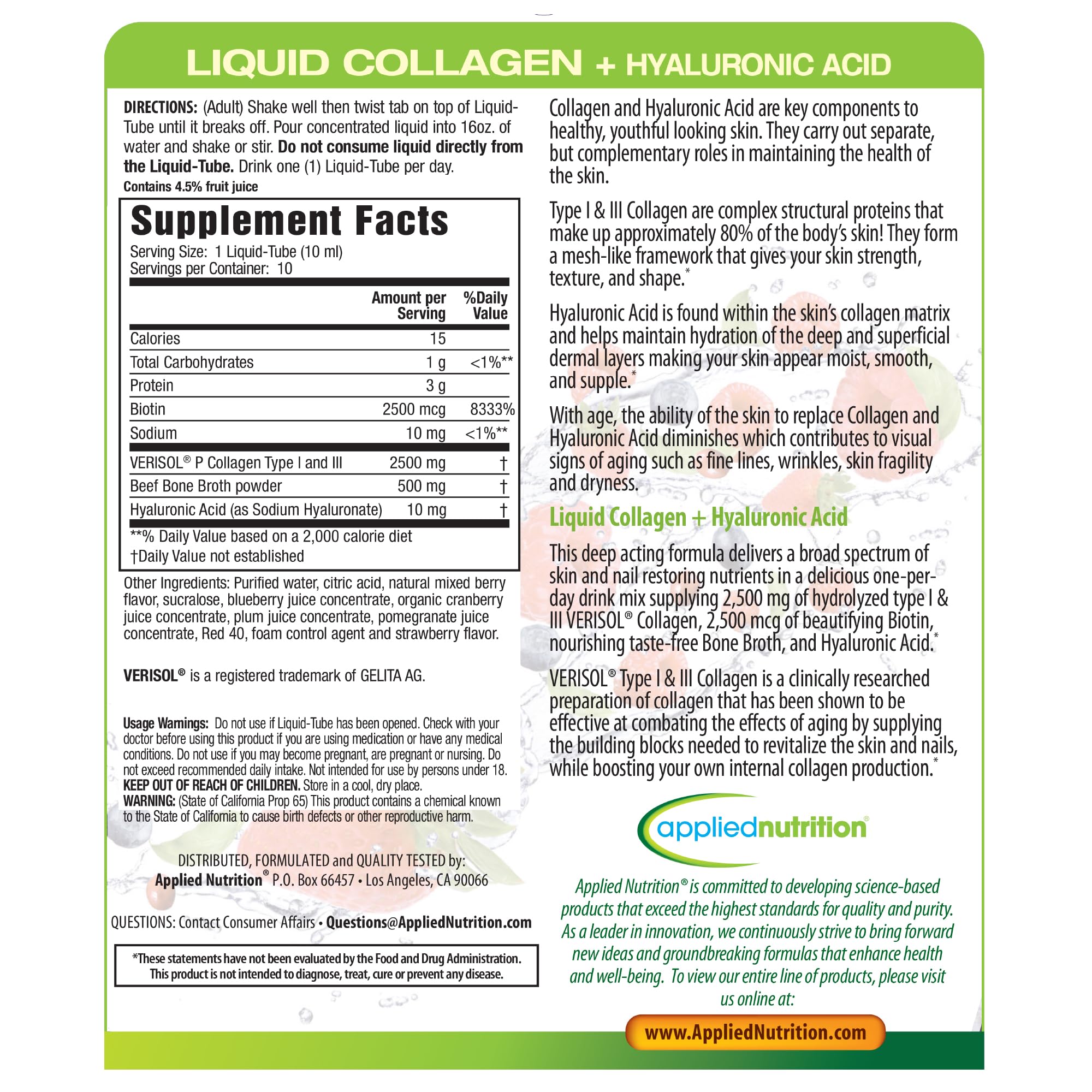 Back view of packaging with product details and servings