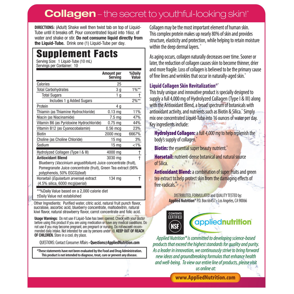 Usage guidance for Applied Nutrition Liquid Collagen Skin Revitalization