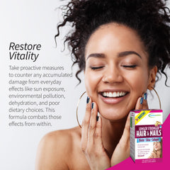 Product label highlighting biotin, silica and collagen
