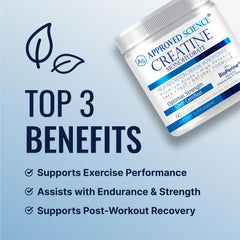 Side view showing 5g serving of creatine monohydrate with BioPerine