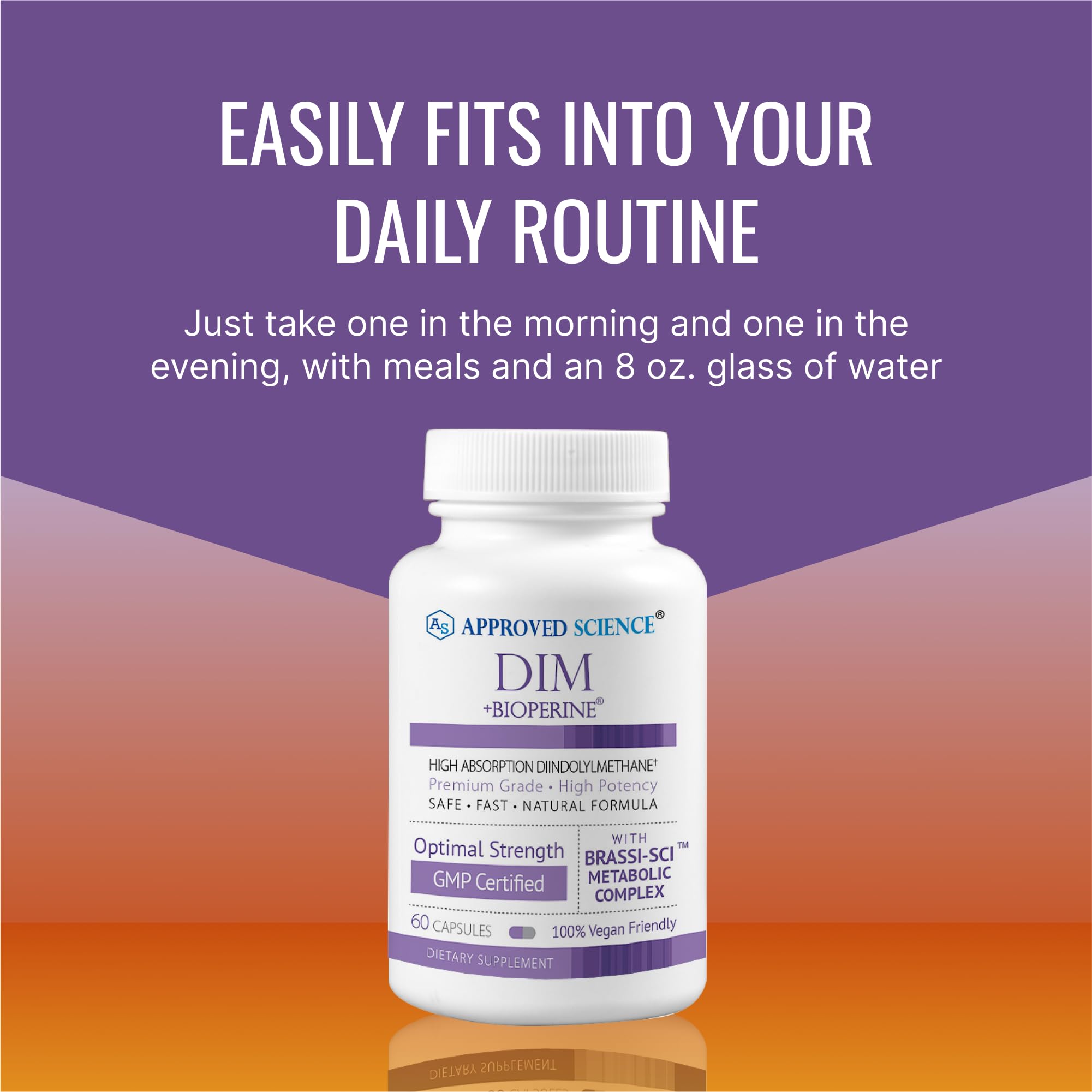 Vegan DIM supplement bottle with 60 capsules