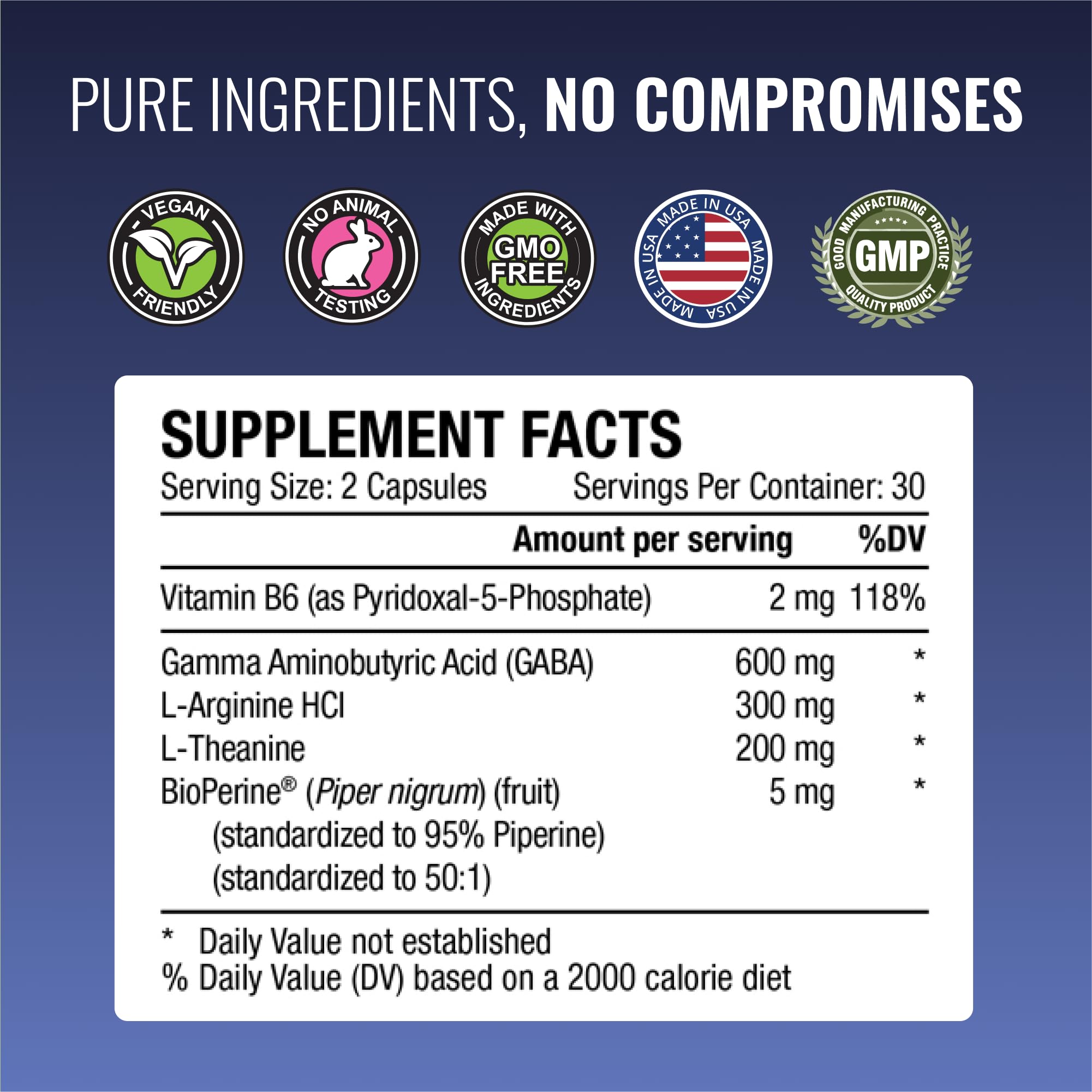 Back view showing supplement facts label