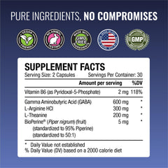 Back view showing supplement facts label