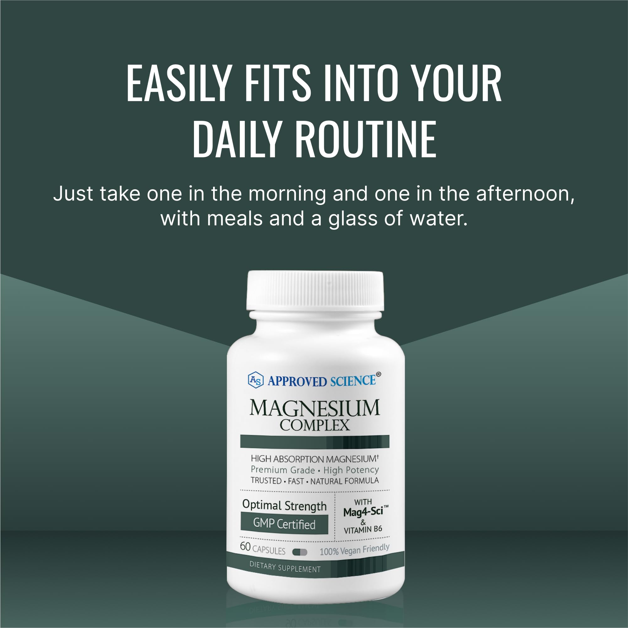 Label showing non-GMO vegan supplement and GMP certification