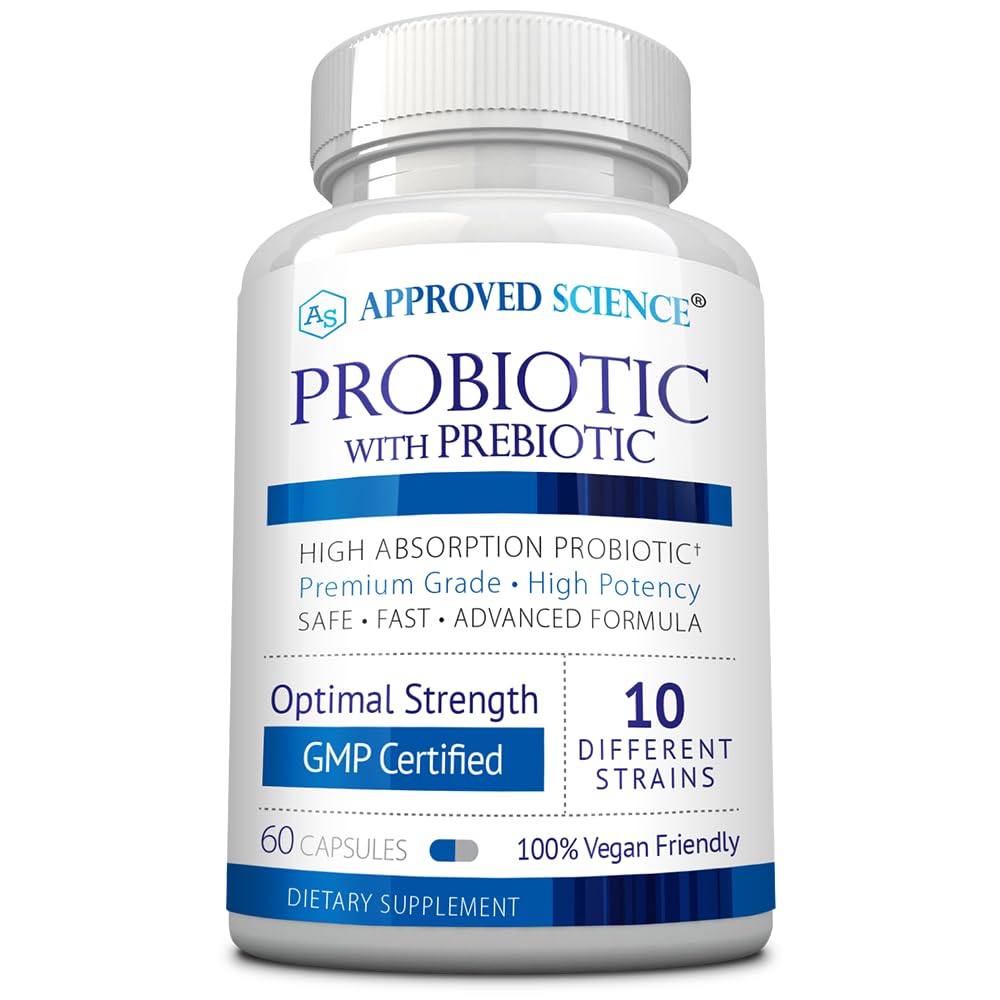 Front view of Approved Science Probiotic with Prebiotic bottle