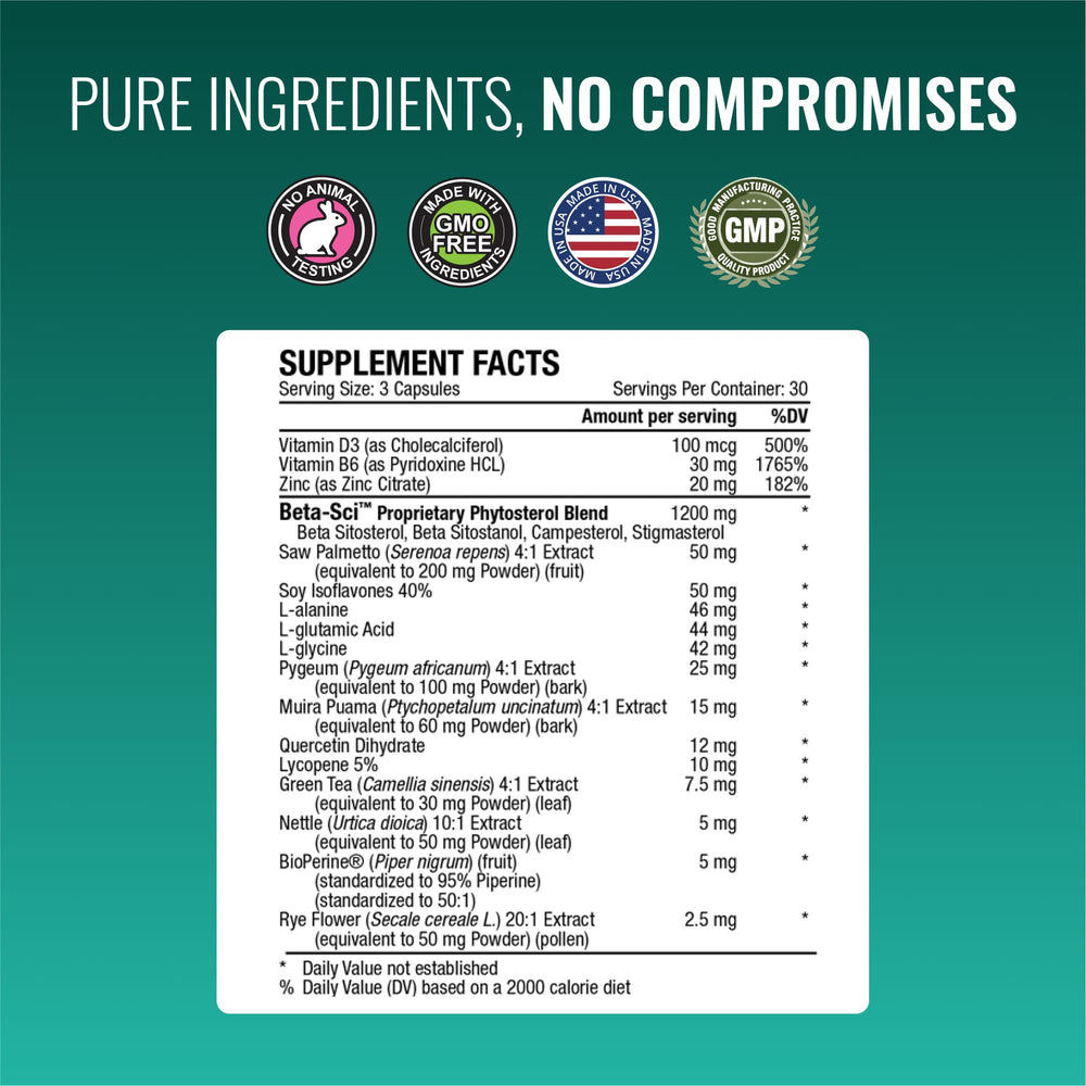 Prostarex supplement facts panel