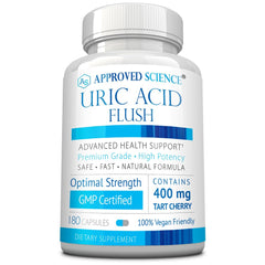 Box of Approved Science Uric Acid Flush supplement with Folic Acid and Tart Cherry