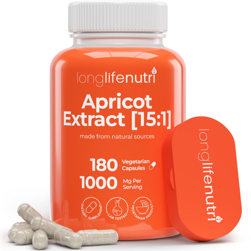 Front view of Apricot Extract bottle showing 1000mg per serving