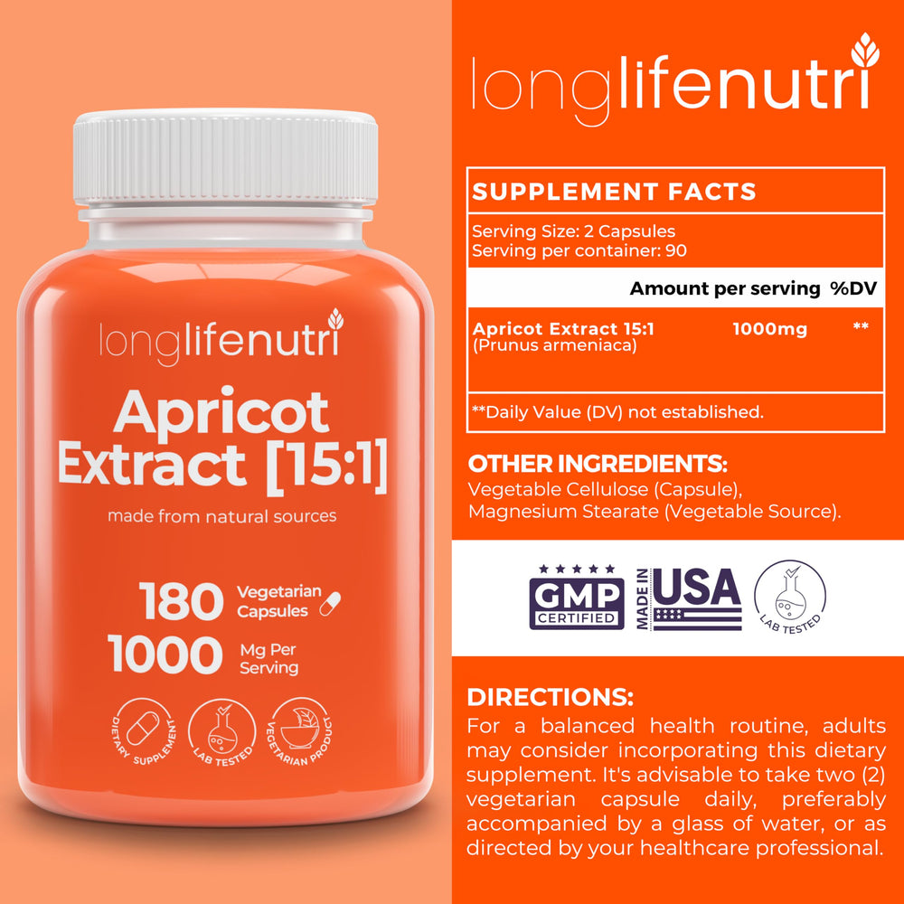 Apricot Extract bottle with label highlighting Prunus Armeniaca