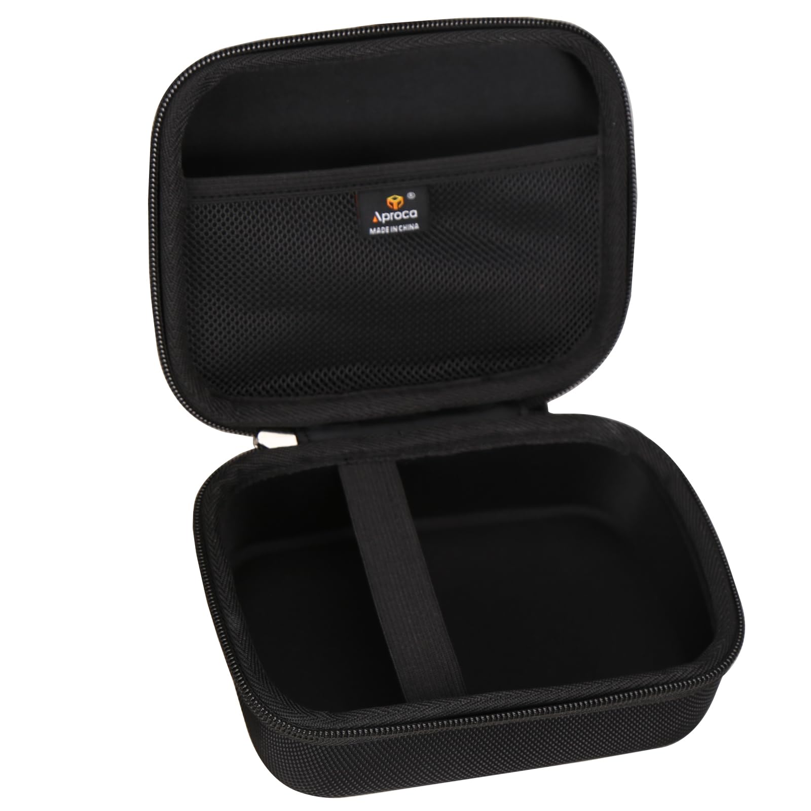 Open case showing interior with mesh pocket for accessories