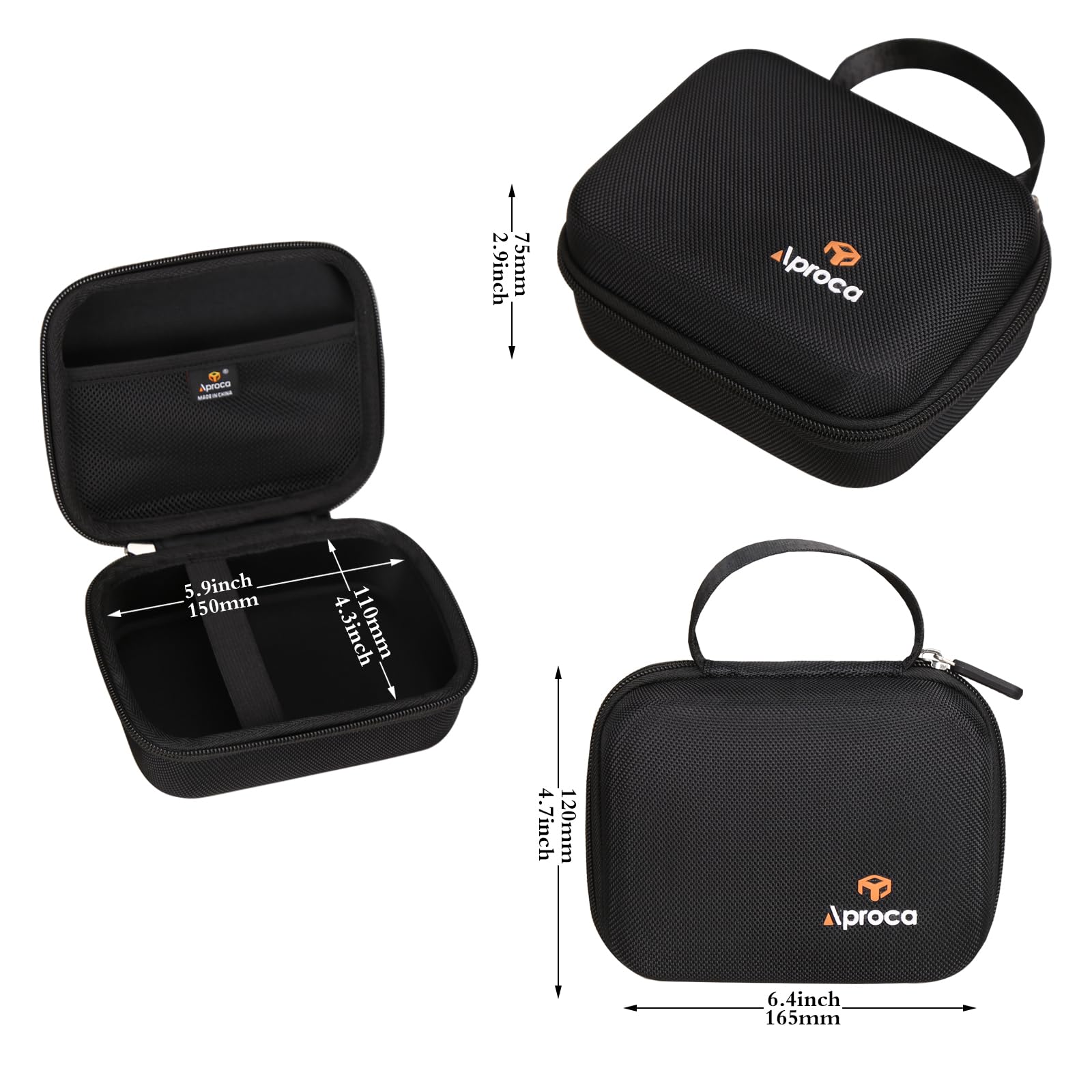 Case partially opened emphasizing zipper and seams