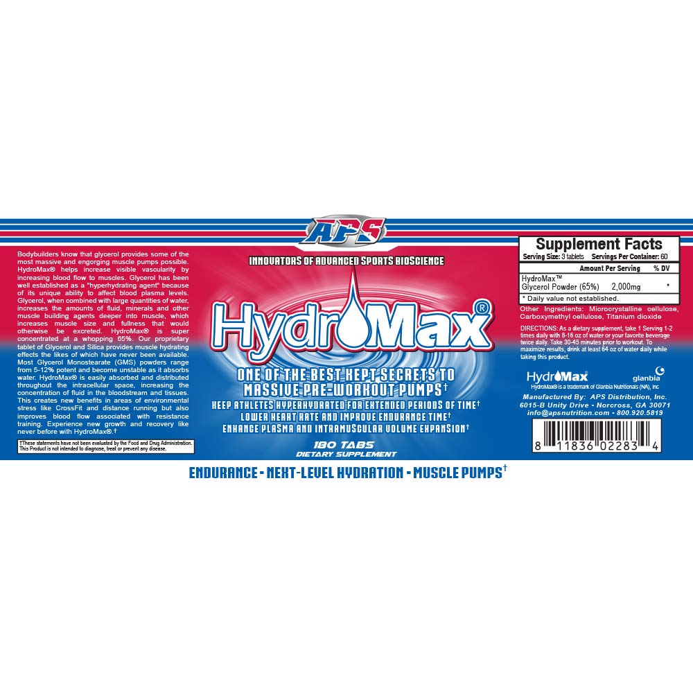 Close-up of HydroMax glycerol blend and 65% label on Hydromax product