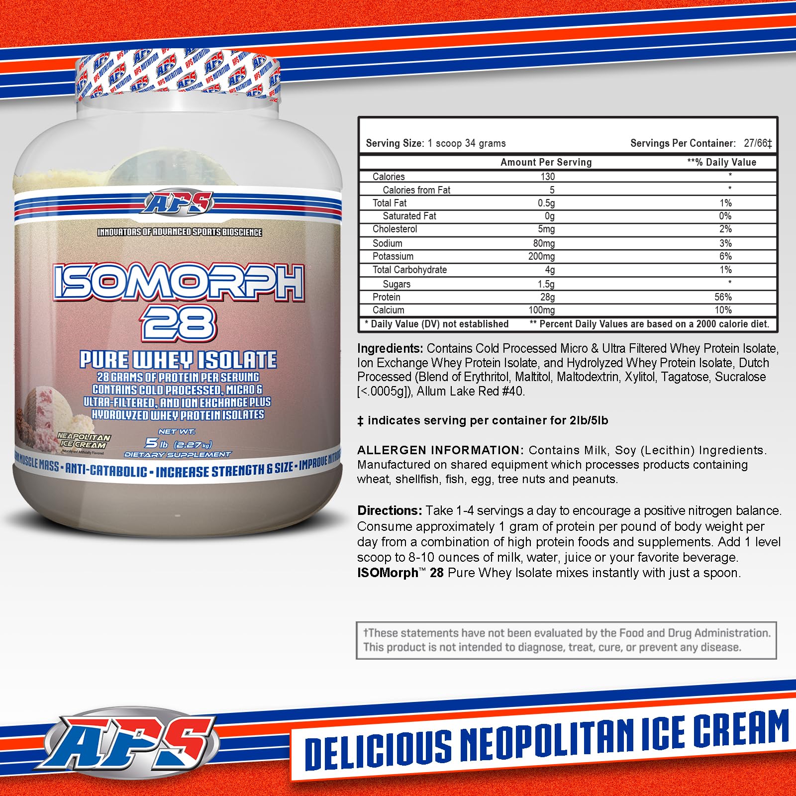 APS Isomorph 28 scoop pouring to show fast-absorption protein for workouts