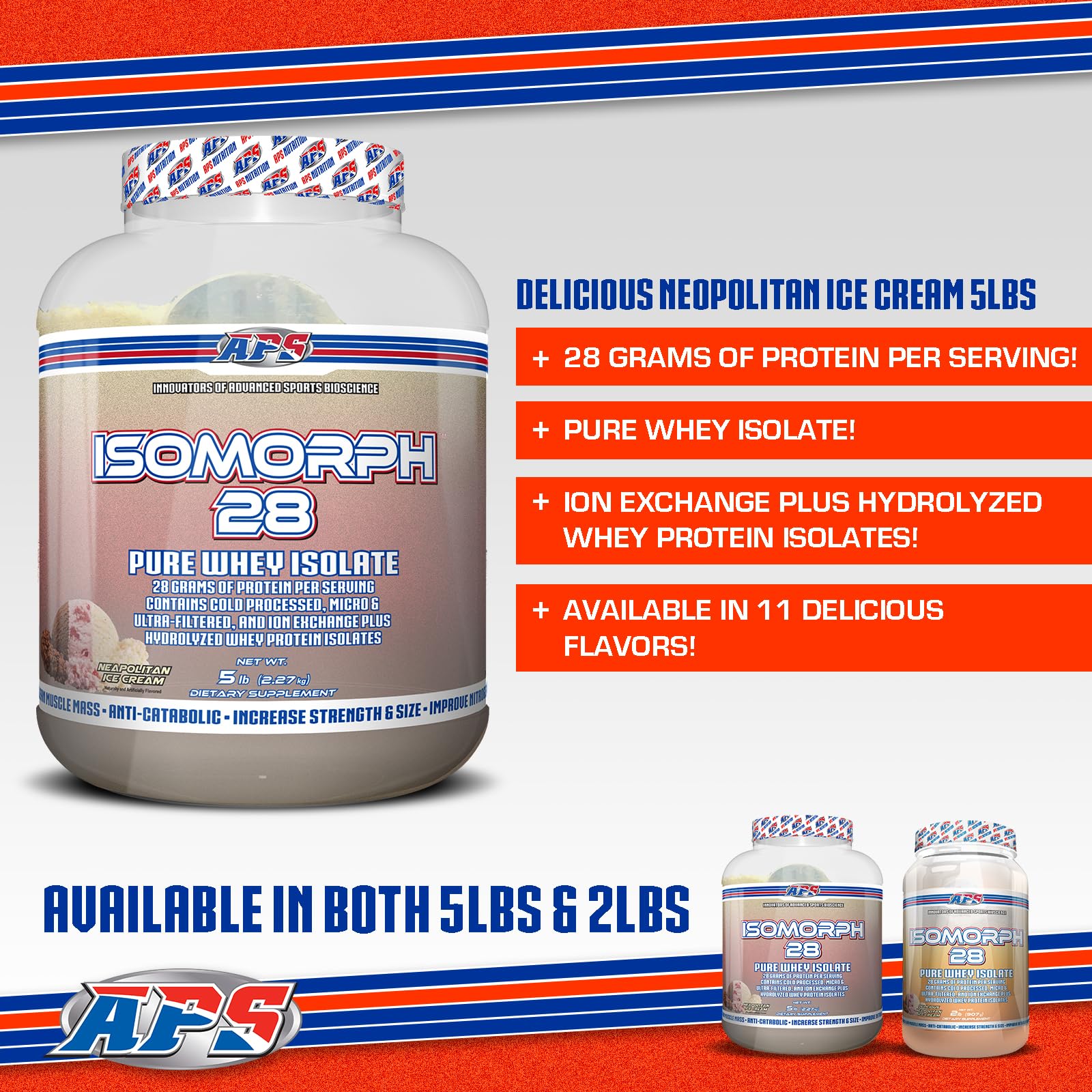 APS Nutrition Isomorph 28 tub in a kitchen for everyday protein use